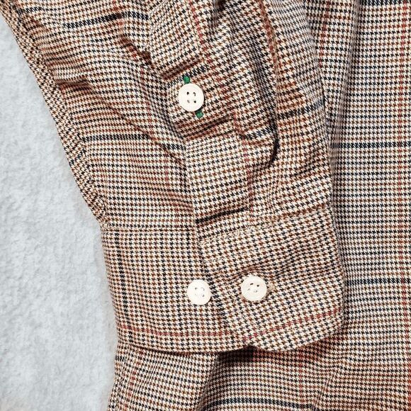 Vtg Tommy Hilfiger Shirt Mens Large Tan Plaid Golf Performace Collar Button Up - Picture 7 of 9